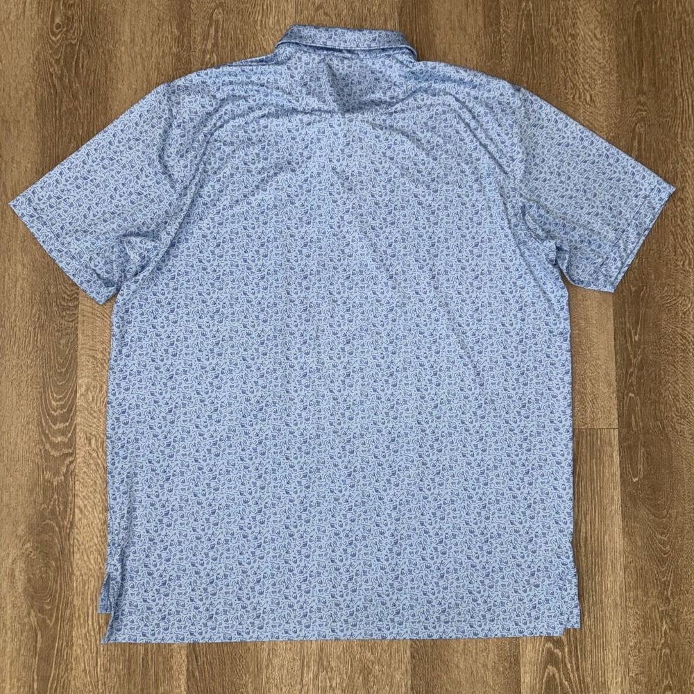 Peter Millar Summer Comfort Polo Men's XL Blue Skulls Double Transfused Polo - Picture 3 of 6